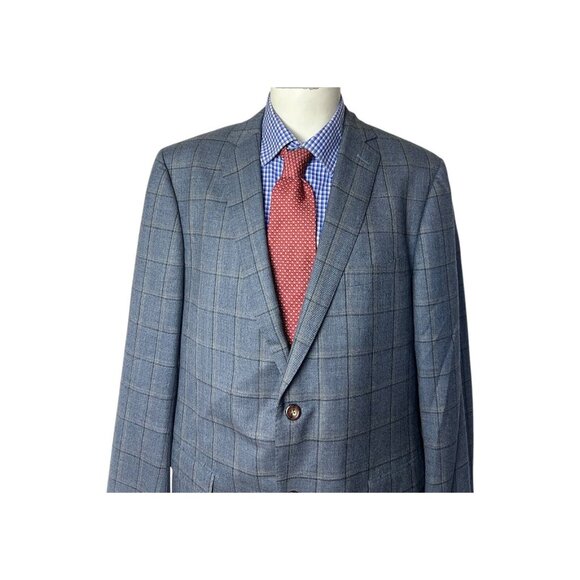 Trunk Club Sport Coat Jacket BESPOKE Wool Windowpane Working cuff Men's 44L - Picture 2 of 10
